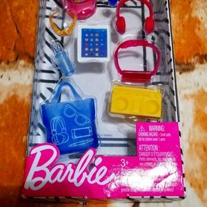 Barbie Doll Accessory Pack, Boombox, Headphones, Tablet, Tote Bag, Water Bottle